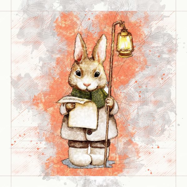 Rabbit - Colour Sketch in Fibre Box Frame