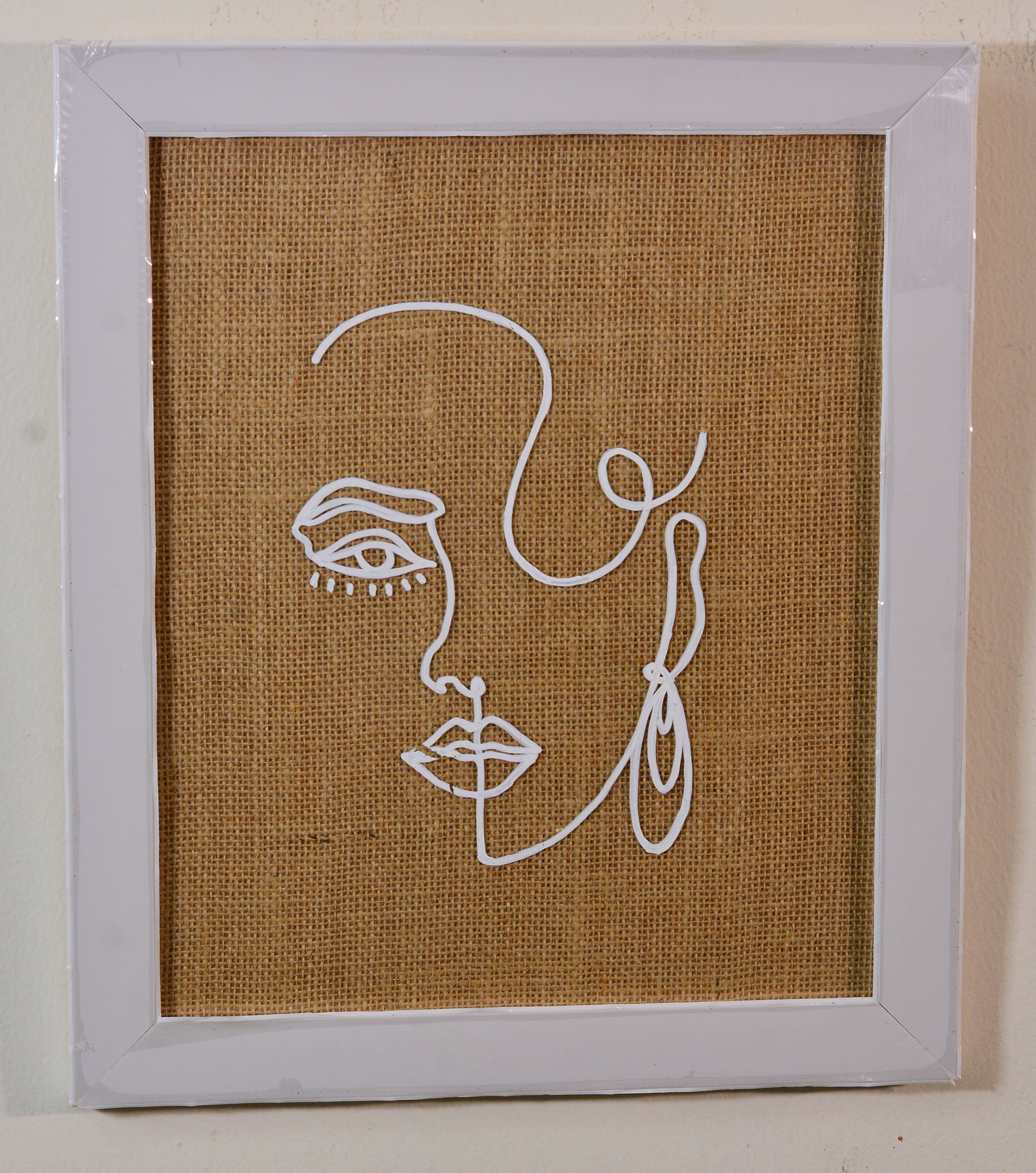 HAND004-2 Abstract Girl - Sketch on glass in Fibre Frame